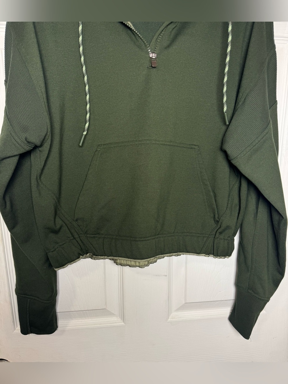 Athleta Ascend Warm Up Half Zip Olive Green Hoodie Women’s Small Workout Active - Picture 7 of 15